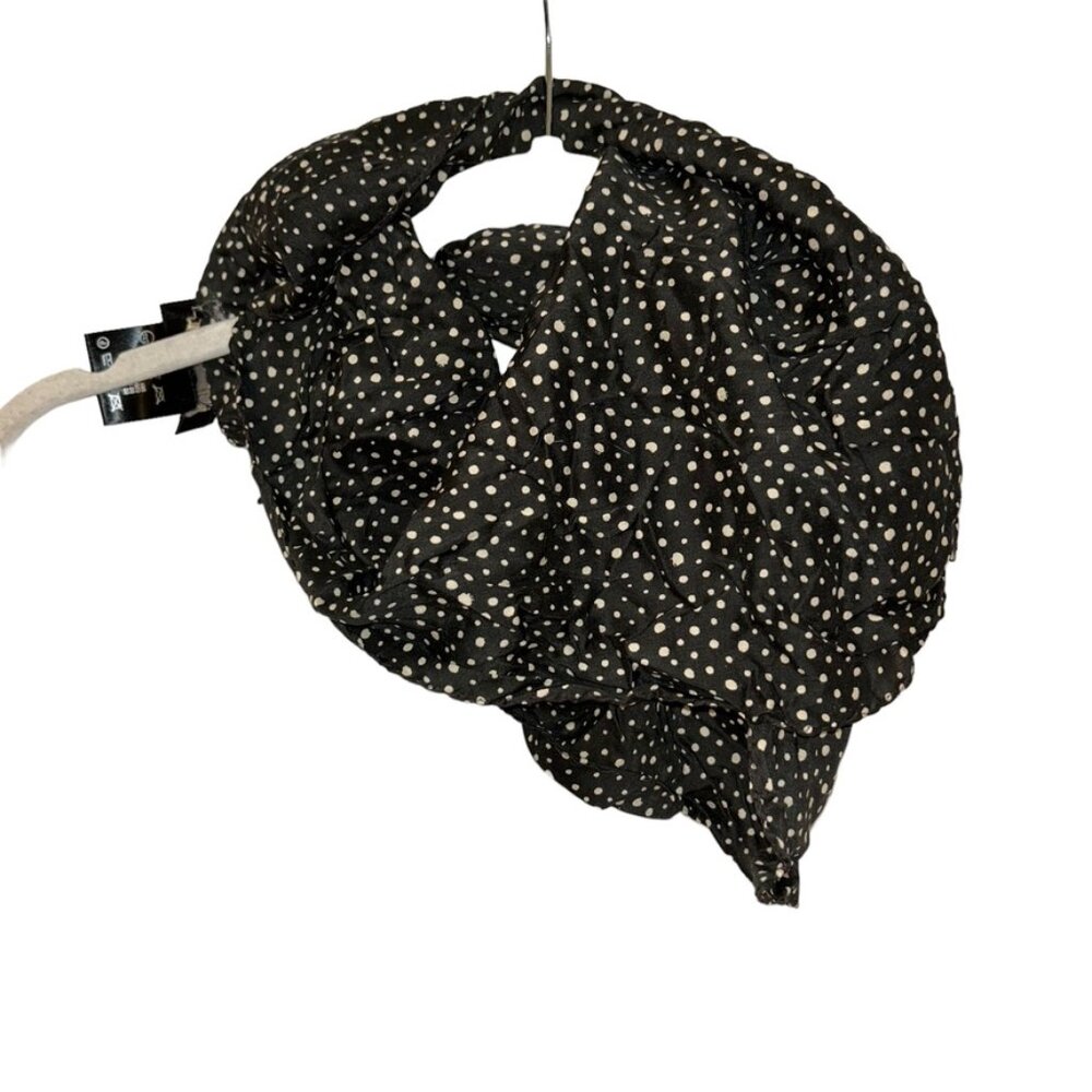 ESCADA Laurel black cream polka dot scarf handkerchief ITALY 23" 90s - Picture 2 of 4